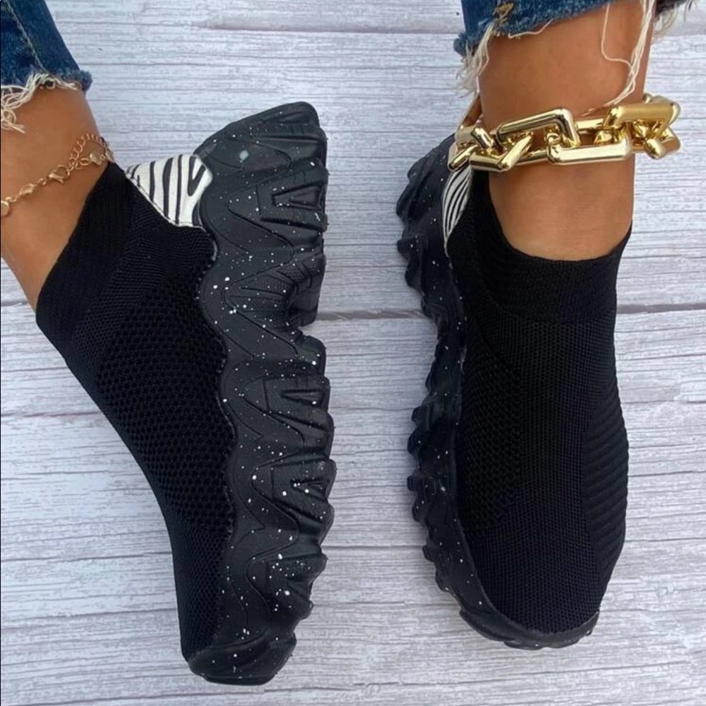 Zebra Striped Print Chunky Trainers